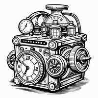 Steampunk Mechanical Time Machine Illustration with Clocks and Gears vector