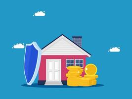 home security and protection concept with house and coins vector