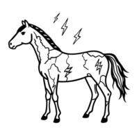 Electric zebra with lightning pattern design monochrome illustration vector