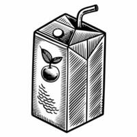 Hand Drawn Juice Box Illustration with Straw and Leaf Design vector