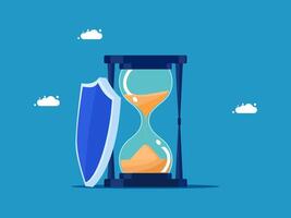 an hourglass with a shield and a shield on it vector