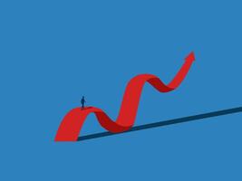 Volatility, development, ambition, businessman walking on the starting point of the growth graph vector