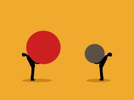 Inequality in work, two businessmen bear different burdens vector