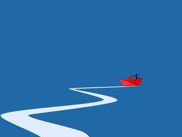 Different Leader, Businessman on paper boat sailing forward vector