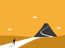 Determination, ambition, businessmen run to conquer the mountain vector