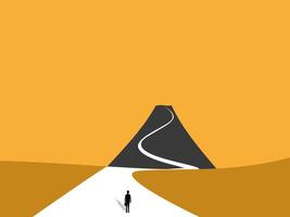 Determination, ambition, men look for a way to conquer the mountain vector