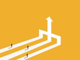 Different business people on the same path to the same destination vector