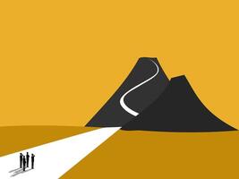 Businessman making decisions on the path to the top of the mountain vector