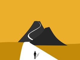 Career, Businessman on the path to the top of the mountain. vector