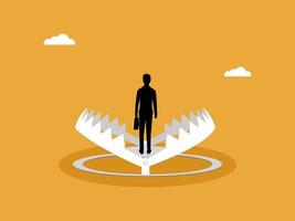 man standing in a mousetrap, business risks vector