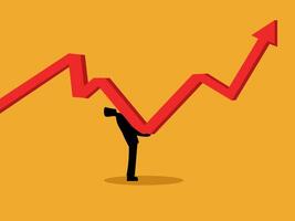 Control Uncertainty, Businessman Pushes Volatility Graph vector