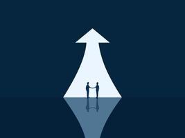 Creating Success Together, Two Businessmen Agreeing at the Growth Arrow Gate vector