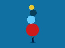 Control concept, businessman balancing a sphere vector