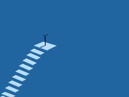 Finding success, Businessman with vision at the top of the ladder vector