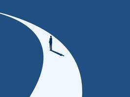 Project completed, businessman standing on a curve vector