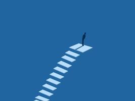 Finding a new way, Success, Businessman confused at the top of the ladder vector