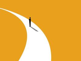 End of the road, businessman standing on a curve vector