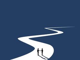 Merge, Two Businessmen Join Hands on a Long Distance Journey vector
