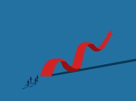 Volatility, development, ambition, businessman team stand walk to the starting point growth graph vector