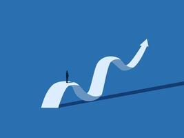 Volatility, development, ambition, businessman stand at the starting point on growth graph vector