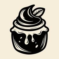 Vintage Dessert Icon with Swirled Frosting and Leaf Accent vector