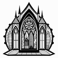 Gothic Cathedral Illustration with Stained Glass and Arched Windows vector