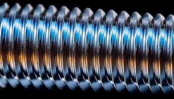 Close-up View of a Metallic Screw Showcasing Its Detailed Threading and Reflective Surface Under Bright Lighting photo