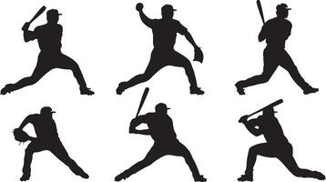 Set of Baseball silhouettes vector