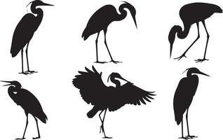 Set of Heron silhouettes vector