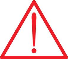 Attention icon. Warning caution board. Red warn exclamation mark in triangle. Problem message on banner. Sign alert isolated on white background. Hazard traffic vector
