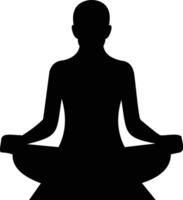 Yoga icon. image of person meditating yoga. black silhouette. flat design vector