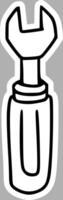 Hand-Drawn Wrench, Black and White Sketch vector