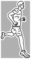 Minimalist Running Doodle, Black and White Handmade Art vector