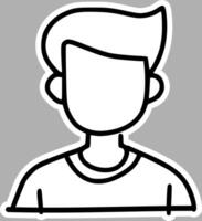 Rustic Anonymous Profile Icon, Black and White Doodle vector