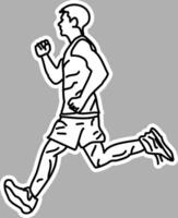 Monochrome Sprinting Athlete Sketch, Handmade Art vector