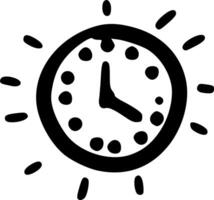 Hand-Drawn Black and White Clock Illustration in Doodle Style vector