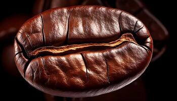 Detailed View of a Roasted Coffee Bean Capturing Rich Textures and Deep Color photo