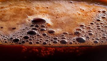 Close-up View of Frothy Beverage Showcasing Bubbles and Texture During a Refreshing Moment photo