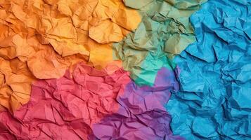 Colorful crumpled paper background with crumpled paper photo