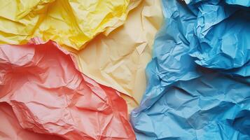 Colorful crumpled paper background photo