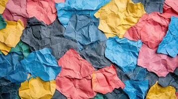 Colorful crumpled paper background photo