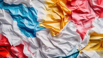 Colorful crumpled paper with the flag of the united states photo