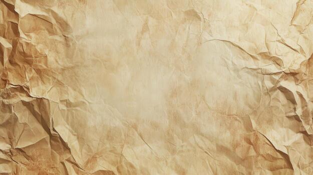 Crumpled paper background with a light brown color photo