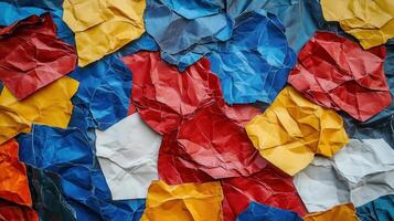 Colorful crumpled paper background photo