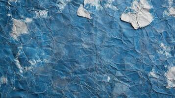 A blue wall with crumpled paper photo