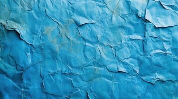 Crumpled blue paper texture background photo