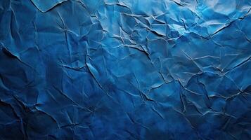 Crumpled blue paper texture background photo