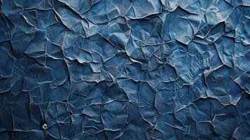 Crumpled blue paper texture background photo