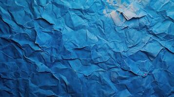 Crumpled blue paper texture background photo