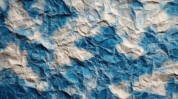 Blue crumpled paper texture background photo
